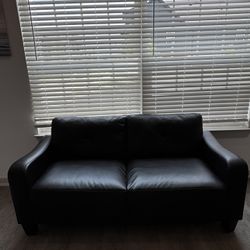 Black Faux Leather Couch – Great Condition – Must Go!