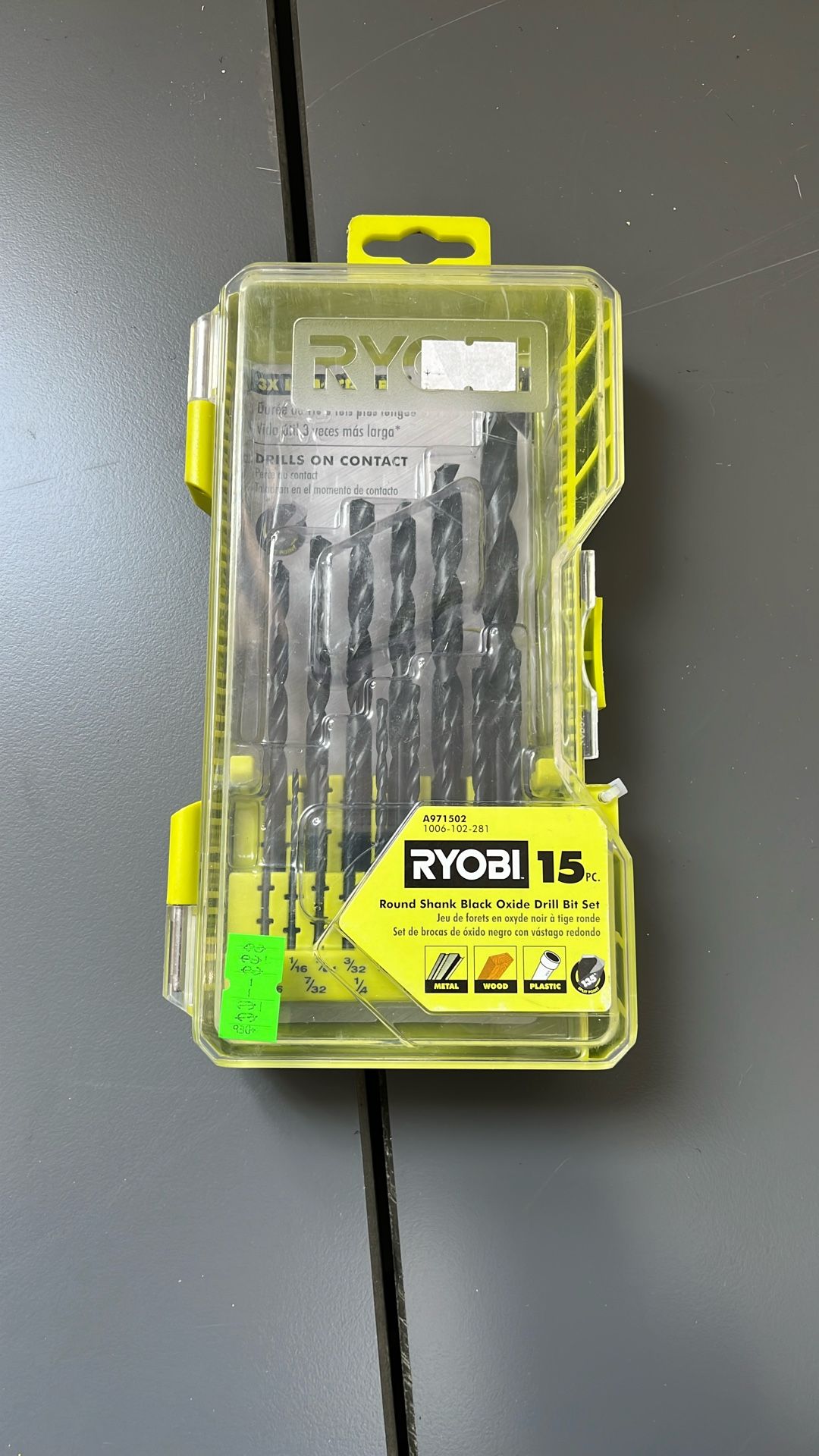 15pc. Round Shank Black Oxide Drill Bit Set