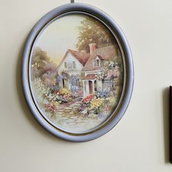 Valentine’s Day! Antique Stylish Piece of Art. Beautiful colors. Romantic style. Nice frame. Picture is covered by glass. Oval shape. 21.5”x17.5”. $19