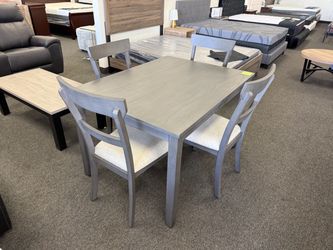 Gray Dining Table Set with 4 Chairs
