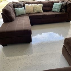 Dark Brown Tufted Sectional W Memory Foam Bed