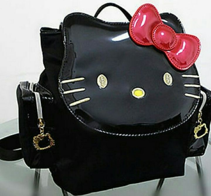 Hello Kitty Black Patent Leather Red Bow Backpack