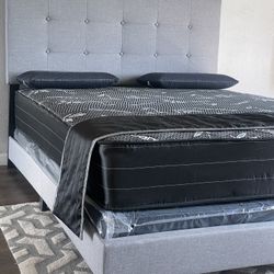 Queen. Linen Bed Plus Mattress (free Delivery )