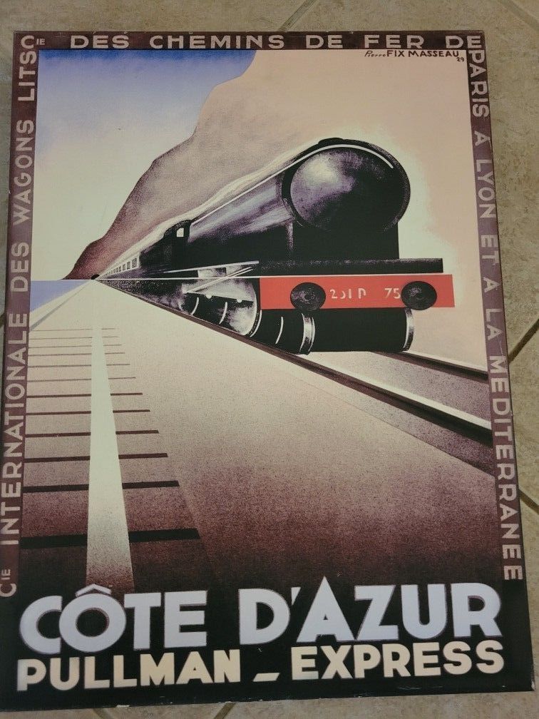 Train Painting On Canvas Framed 24x18 Paris Advertisement