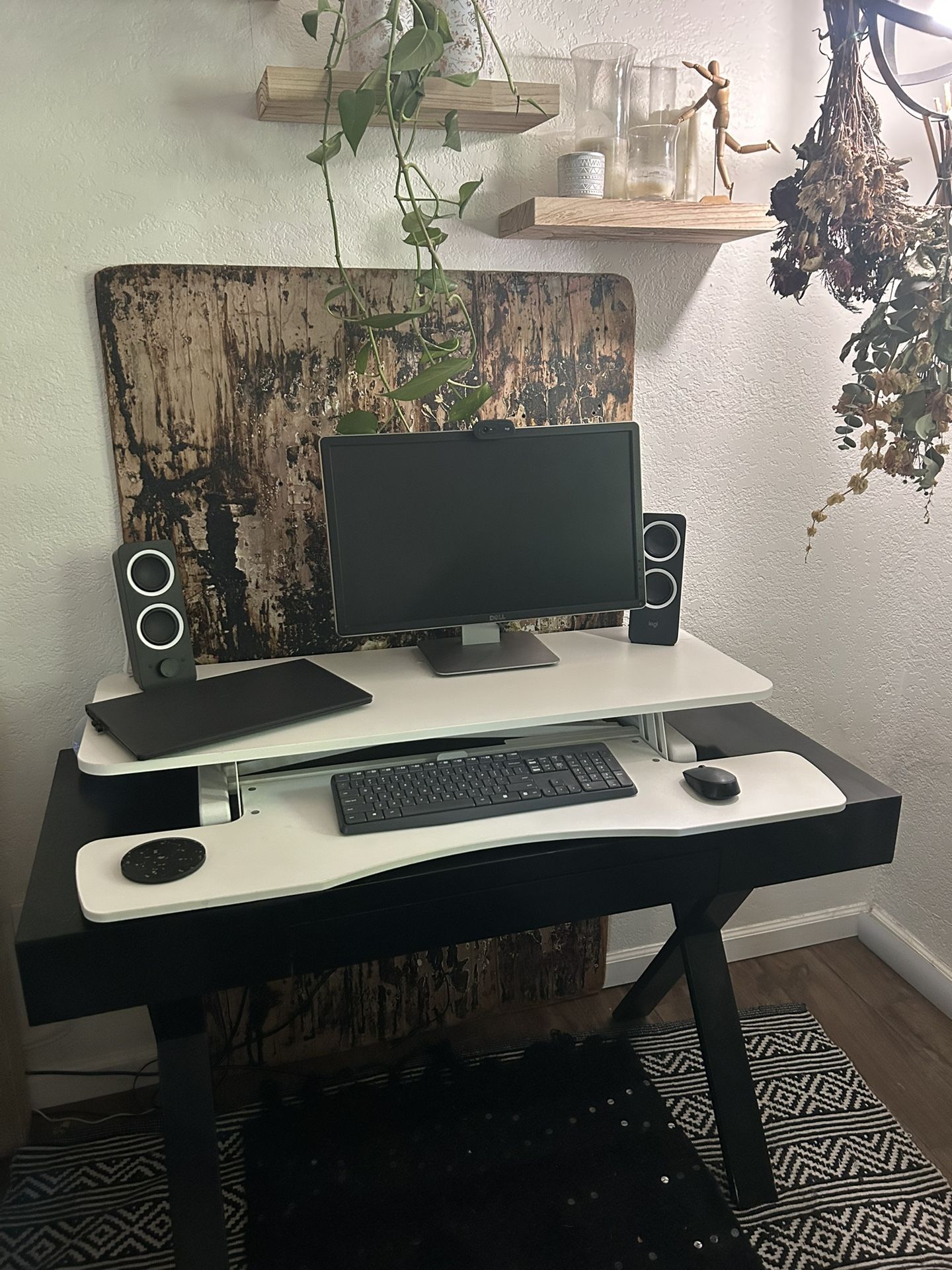 White Height Adjustable Desk Riser