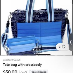 NEW Think Royln Blue Tote Bag Crossbody