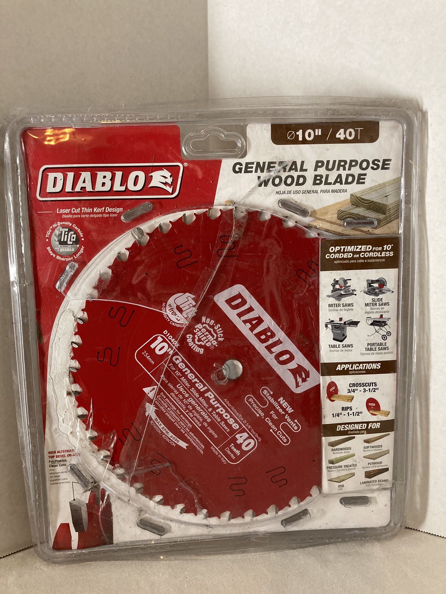 DIABLO 10 in. x 40-Teeth General Purpose Saw Blade