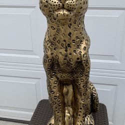 3 Foot Tall, Golden Leopard Statue