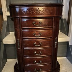 Hives and Honey Patricia Mahogany Wood & Etched Glass Jewelry Chest Jewelry Box