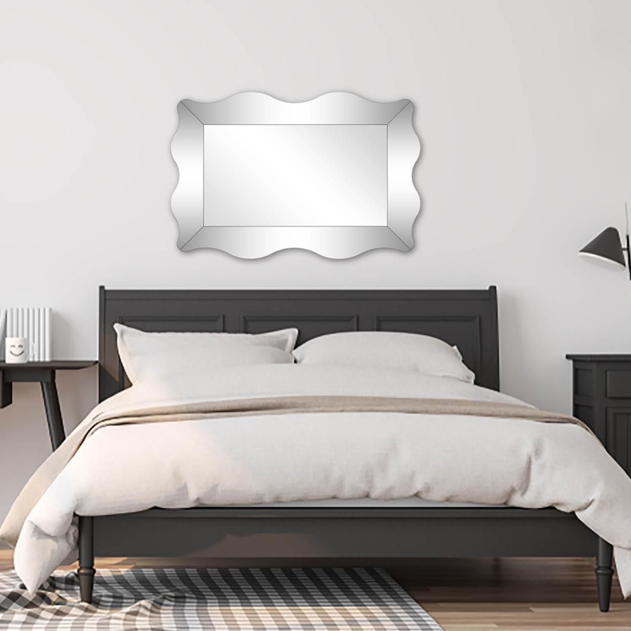 Camden Isle Home Contemporary Decorative Wall Mounted Antonella Beveled Accent Mirror - 23.63"W x 35.38"H, Clear