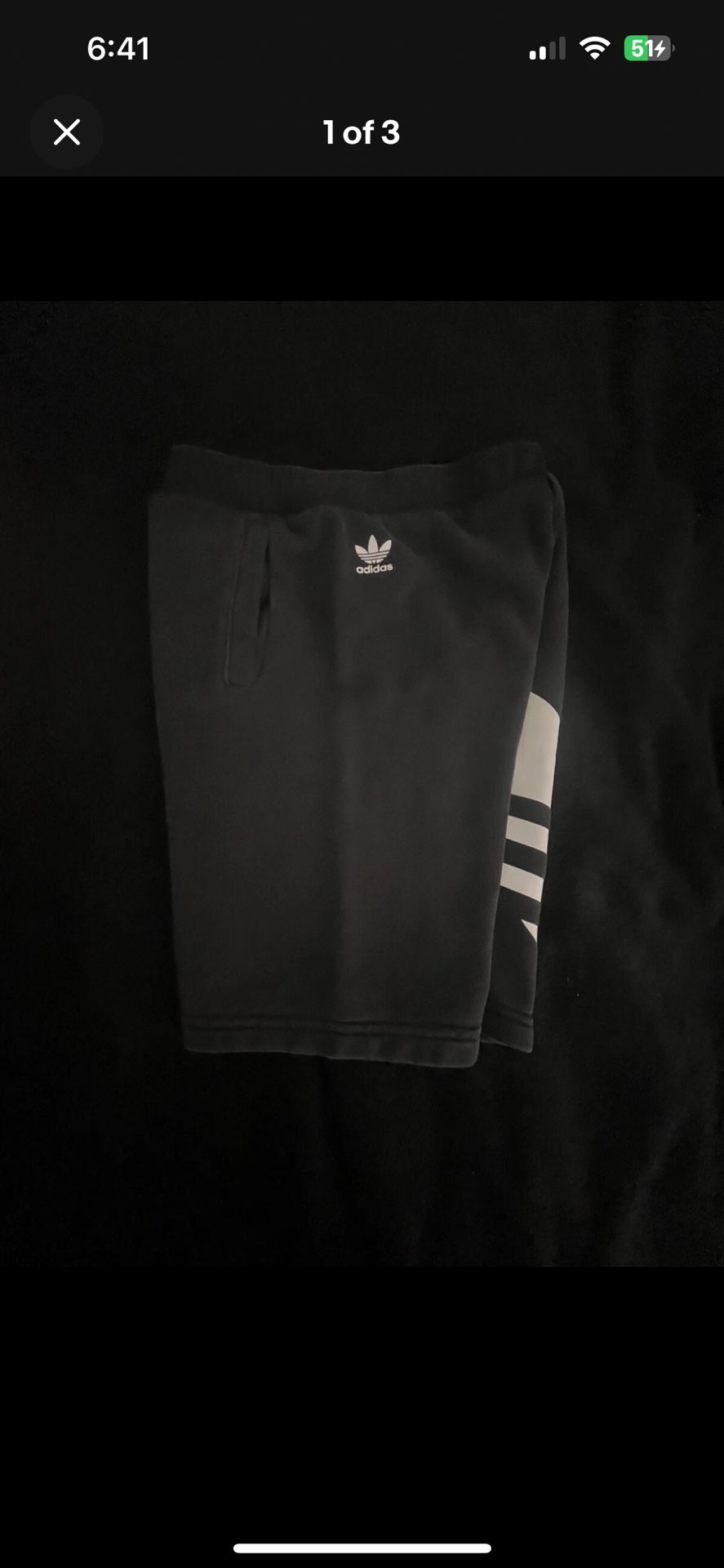 2001 Addias Logo Boys Black And White Shorts. Size Medium - Large