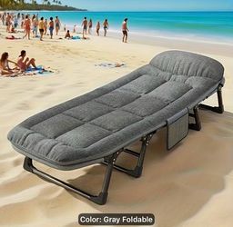 New! 70.8 inch Heavy Duty Steel Frame Foldable cot with extra padded mattress with headrest