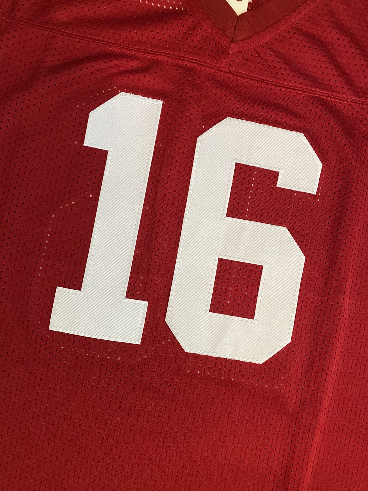 Red And White 49’ers Joe Montana Mitchell and Ness #16 Jersey