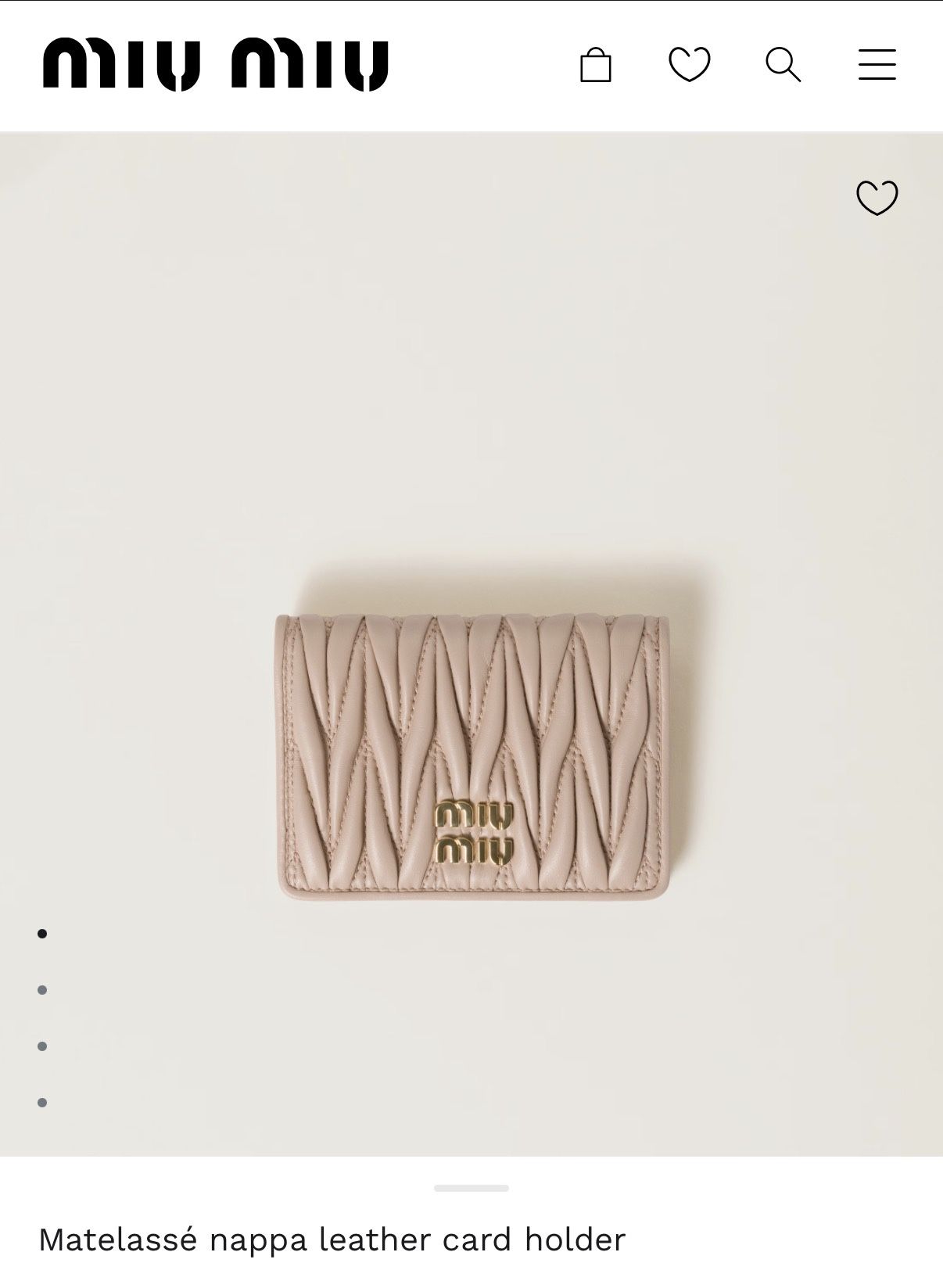 Miu Miu Matelasse Nappa Leather Card Holder