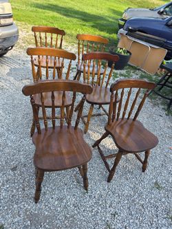 Set of 6 wooden dining chairs, $100 for set
