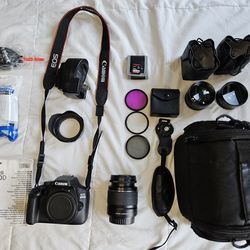 Canon EOS 4000D DSLR Camera Kit with 18-55mm Lens + Telephoto and Wide-Angle Lenses + 64GB Memory + 3-Piece HD Filter Set + Accessories