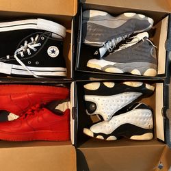 jordan 13s, air forces and Converse