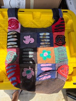 Patchwork Tote Bag with Embroidered Appliqués