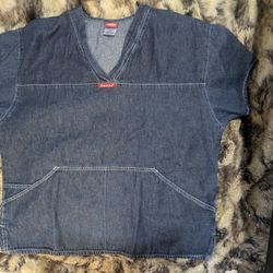 Dickies Denim Scrub Top Size L
