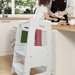 Toddler Standing Tower for Kitchen, Step Stool for Kid's Adjustable Height Learning Stool, Removable Anti-Drop Safety Rail Stool for Bedroom, Bathroom