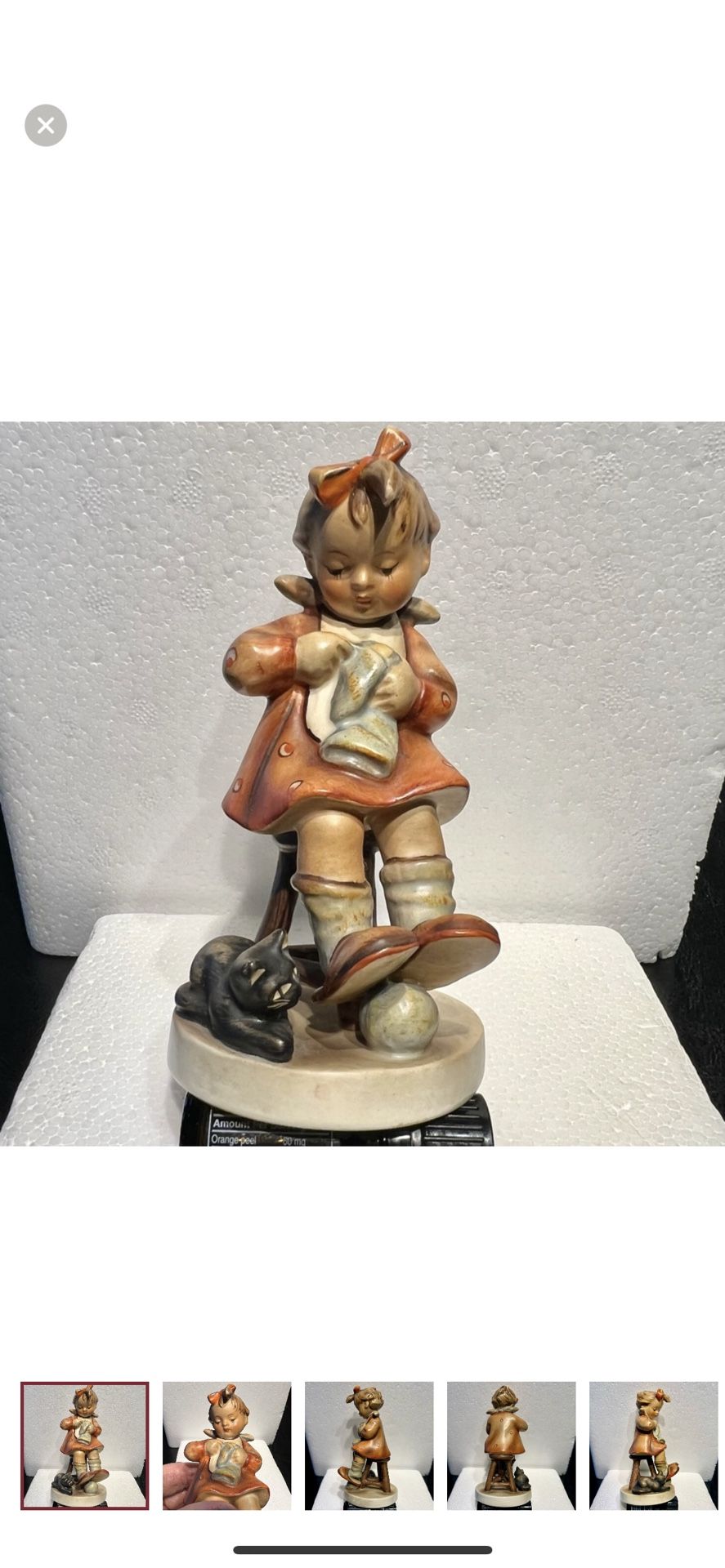 German Goebel Hummel Featuring Girl on a Stool With Blanket & Cat-TMK-2