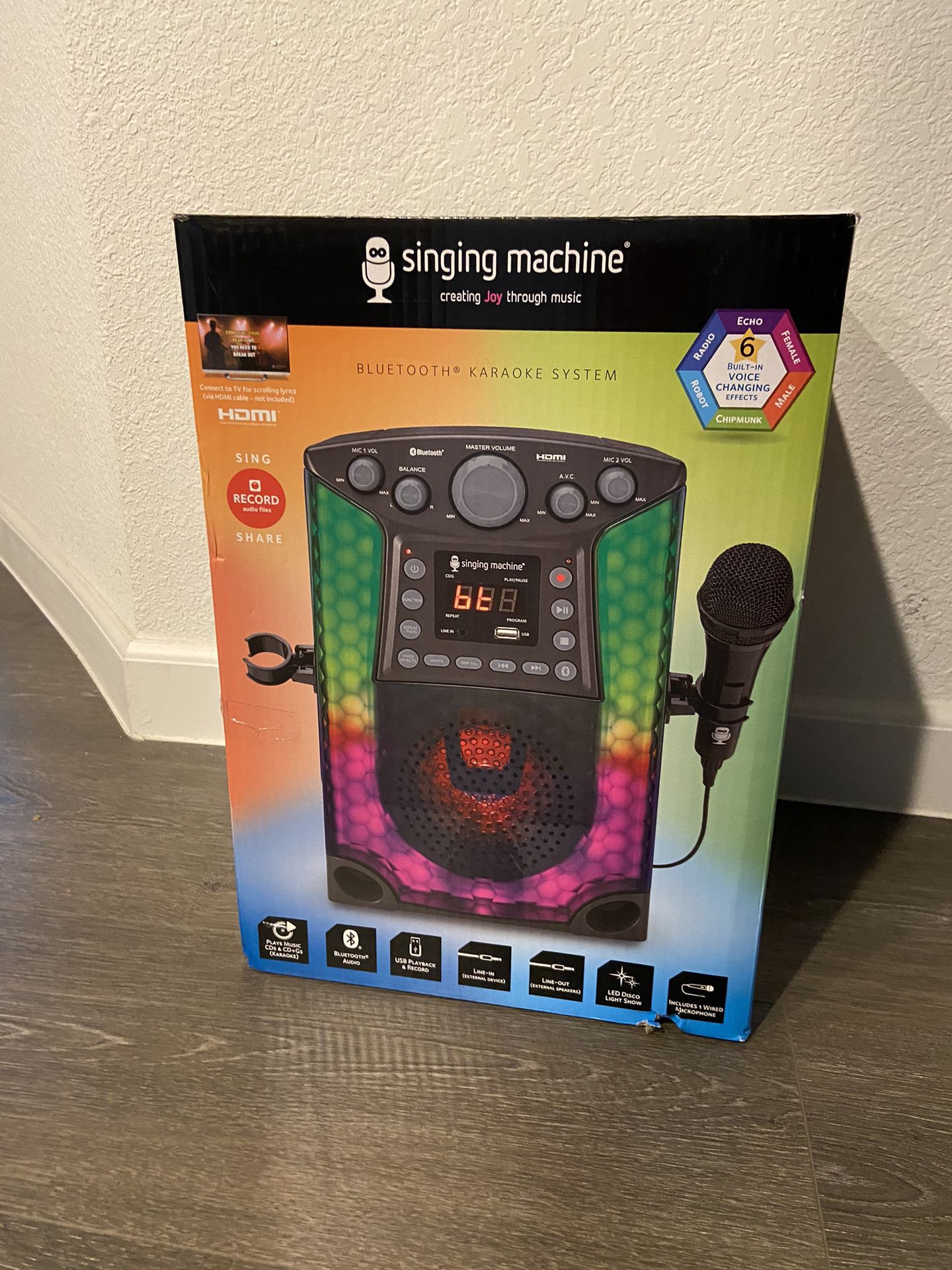 Singing Machine Karaoke Bluetooth CD+G Sound System w/LED Lights, SML633, Black