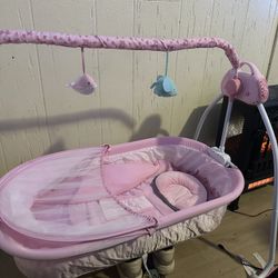 Pink Baby Bassinet With Bluetooth