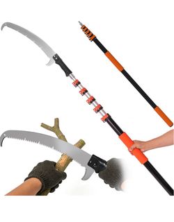30FT Manual Pole Saw for Tree Trimming, 5-24FT Telescoping Extension Pole with Flip-Lock & Screw Dual Locking, 19" 3X Detachable Pruning Saw Head, Yar