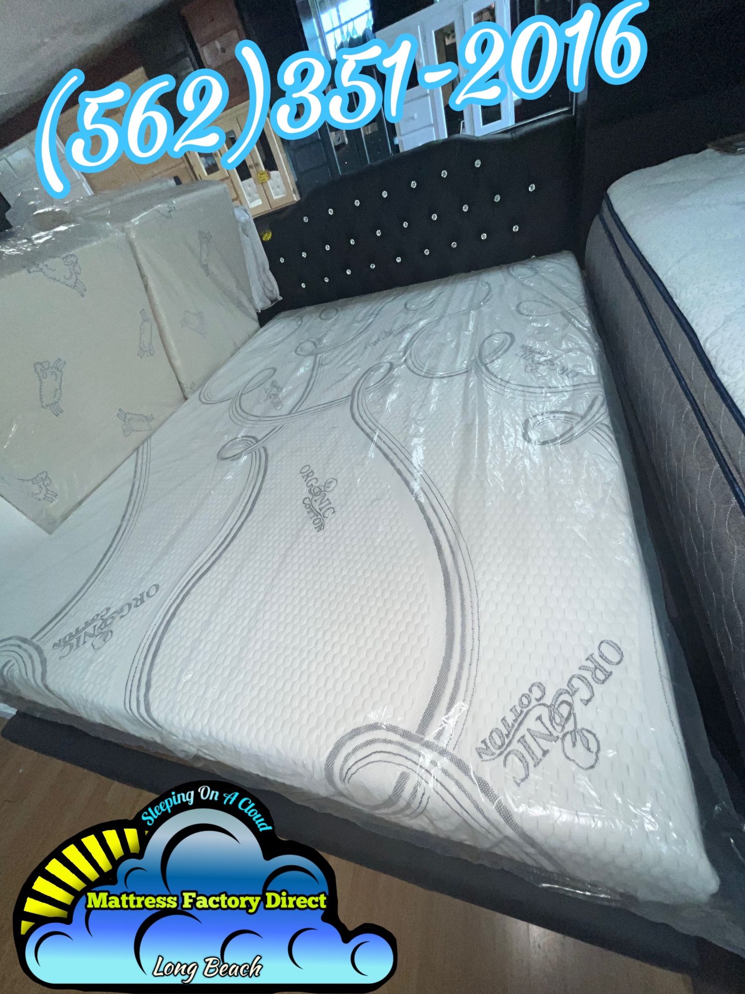 Queen Black Diamond Bed Frame With Cool Gel Memory Foam Mattress Cama