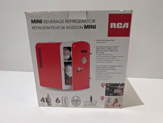 RCA RMIS129-RED Mini Beverage Refrigerator 4L 6 Can Portable Cooler AC Car