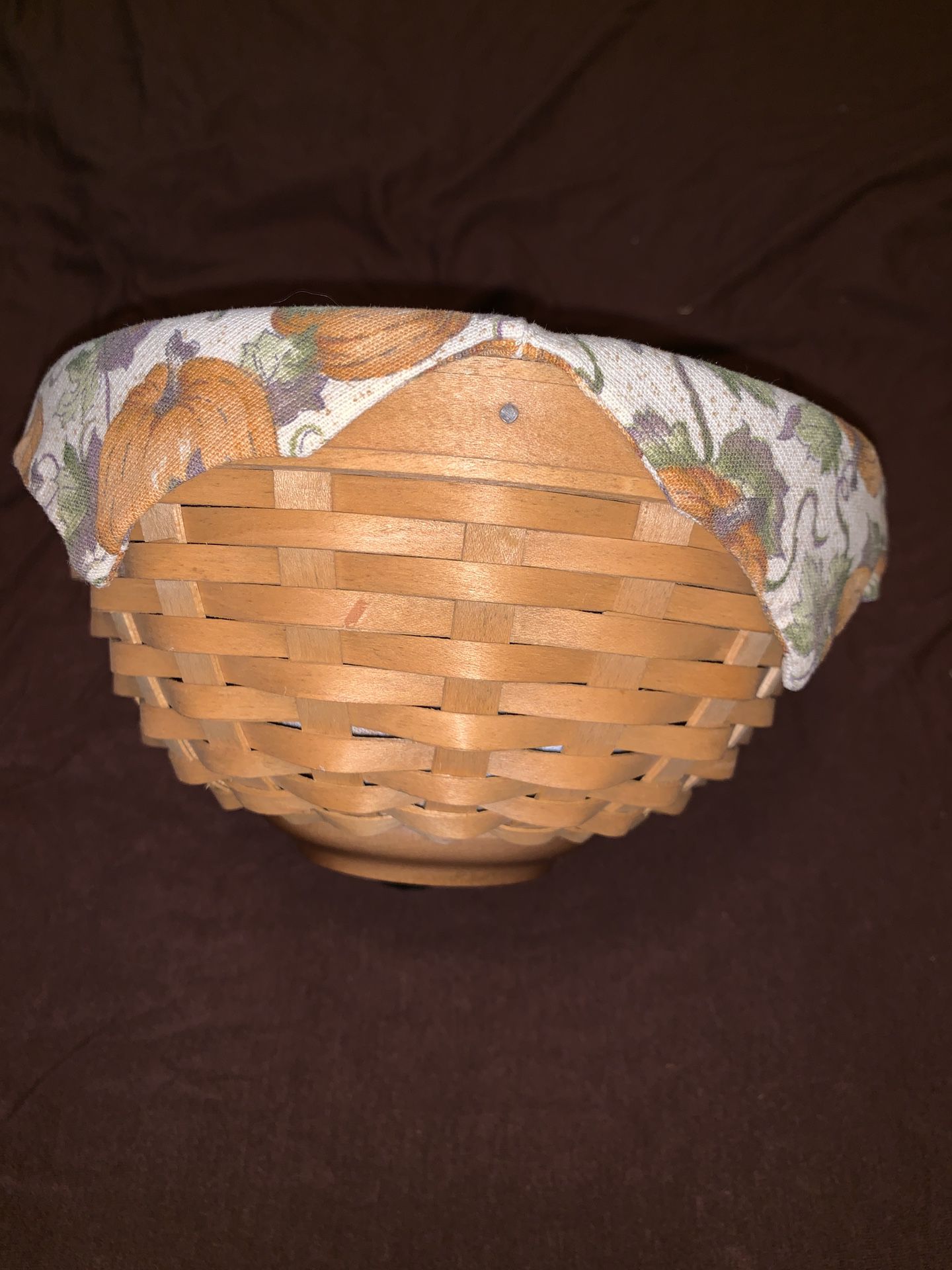 7 inch Longaberger Bowl Basket with lid - Pumpkin Liner
