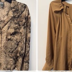 Worthington women's long-sleeve V-neck blouse,  button-down blouse, Size L, $8 each, $15 for 2