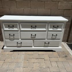 White Dresser With Black Handles 