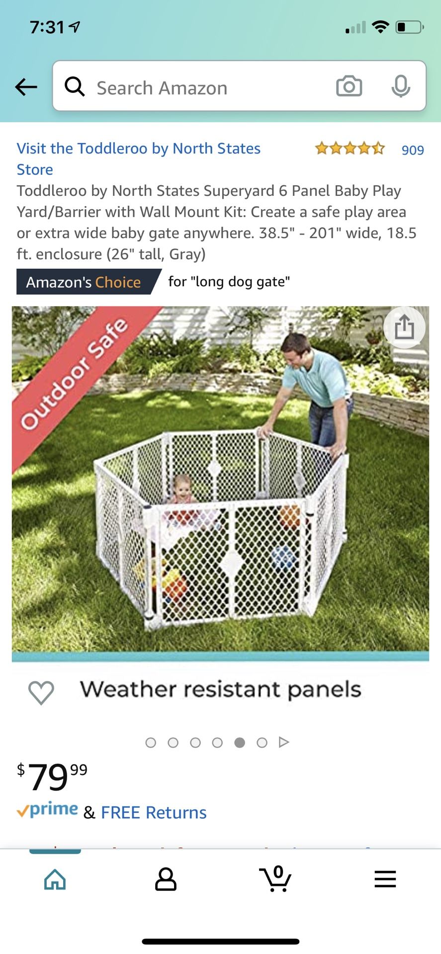 Baby / Dog plastic gate barrier. 6 panels