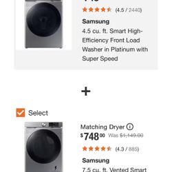 Samsung washer And Dryer For Sale 