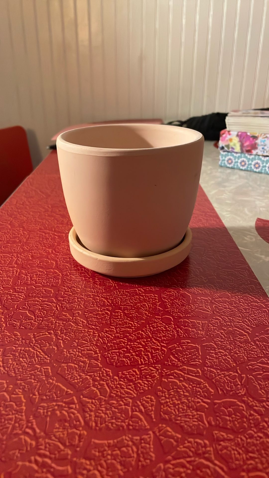 Pink/nude Small Flower Planter With Tray