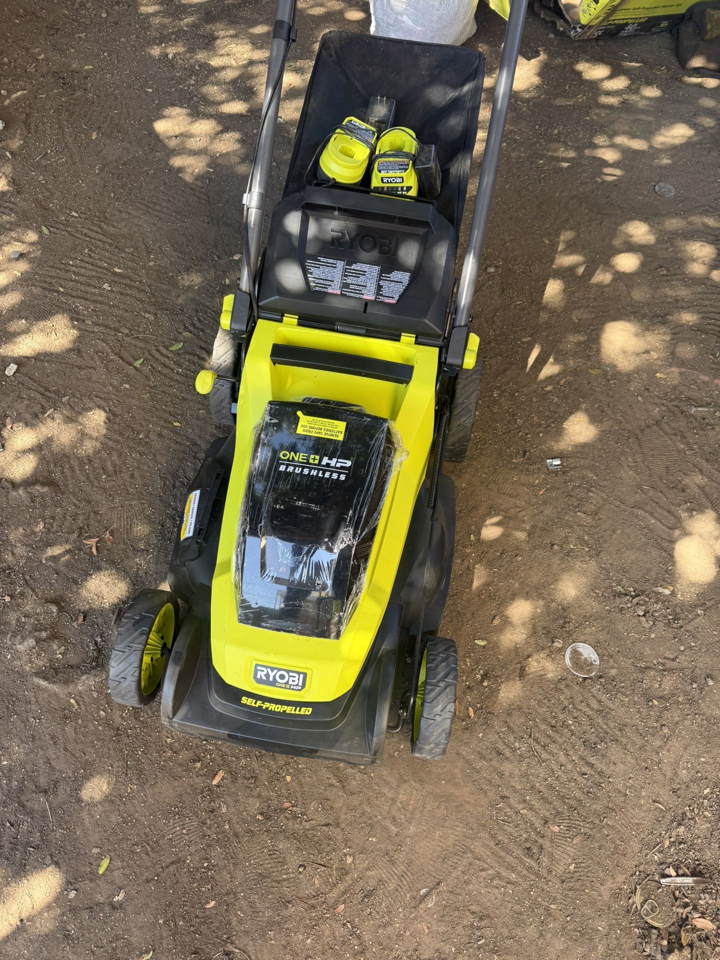 RYOBI ONE+ HP 18V Brushless 20 in. Cordless Battery Walk Behind Self-Propelled Lawn Mower w/ (2) 6.0 Ah Batteries and Chargers