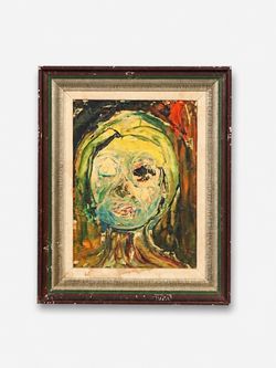 Vintage Signed Abstract Expressionism Oil Painting, Head Study by Leo Fred, c.1960's - Delivery Available
