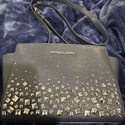 Navy Blue Studded Crossbody Purse