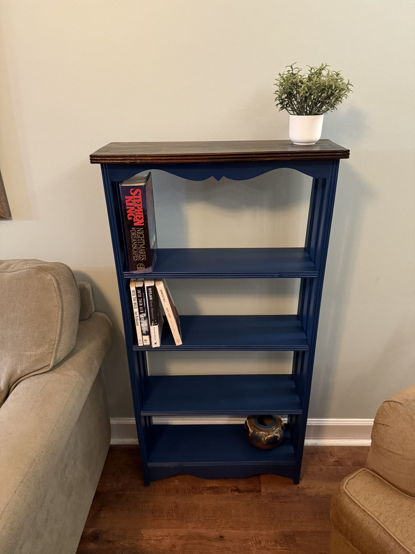 Blue Solid Wood Bookshelf - Great Condition!