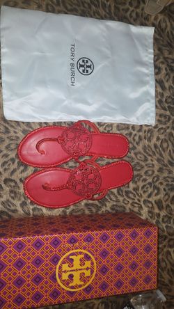 Red Ruby Rhinestone Tory Burch Sandals