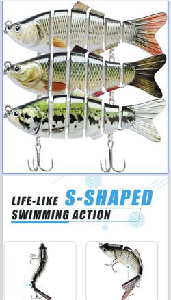 TRUSCEND Swimmax Easy Catch Fishing Lures with BKK Hooks, Wiggling, Vibrating, Rattling and Gurgling for More Bites, Heavy-Duty Dyneema Fiber Jointed 