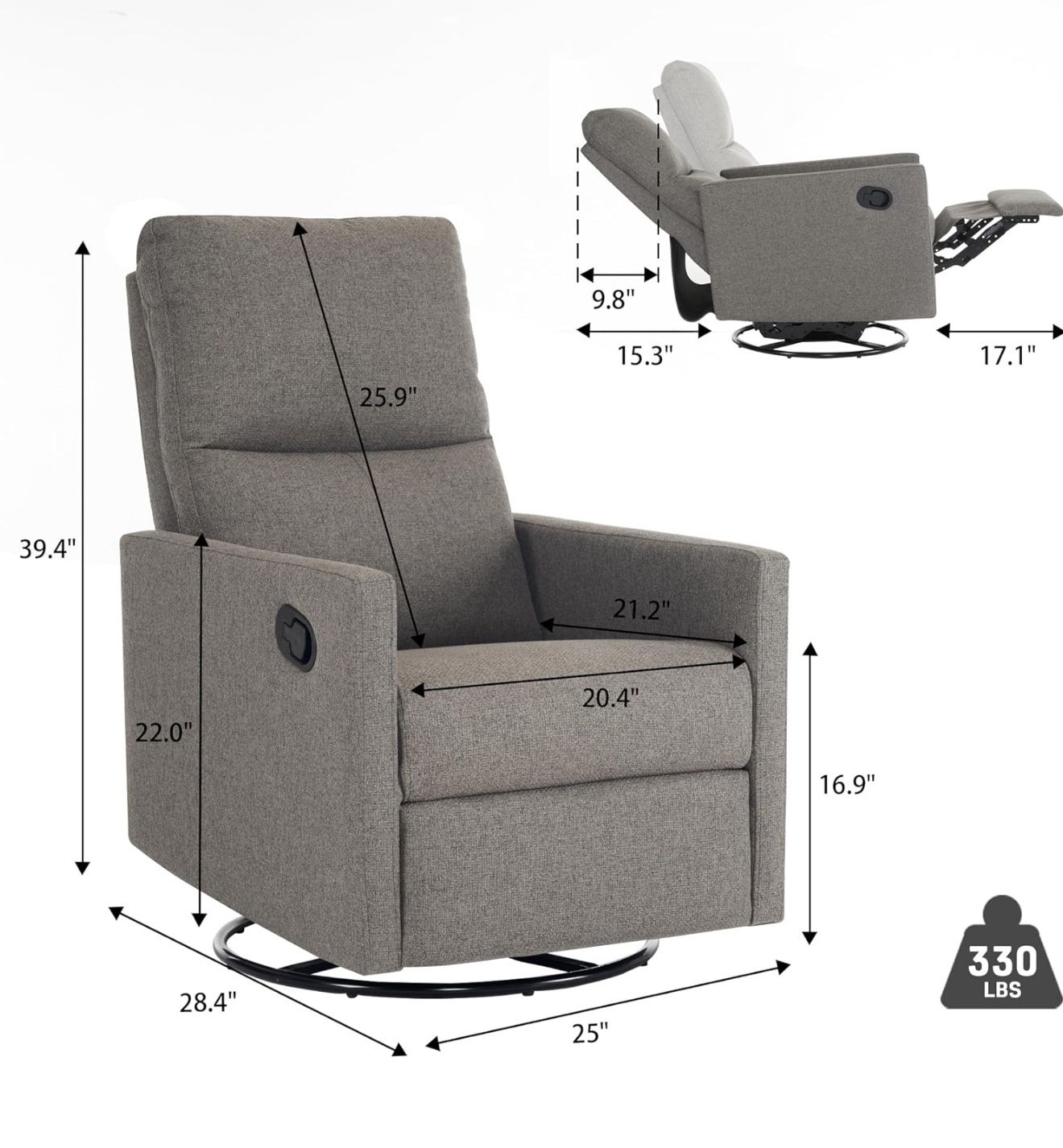 Gray rocker  recliner