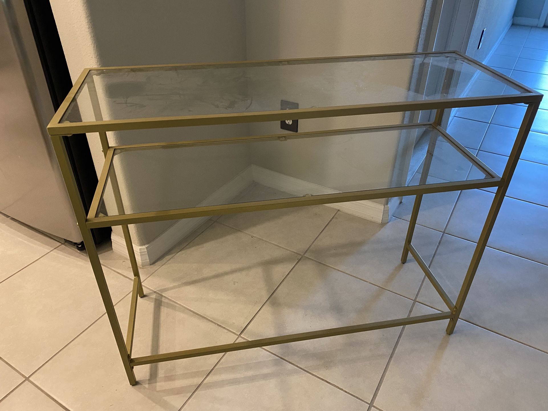 Gold Glass Console Table