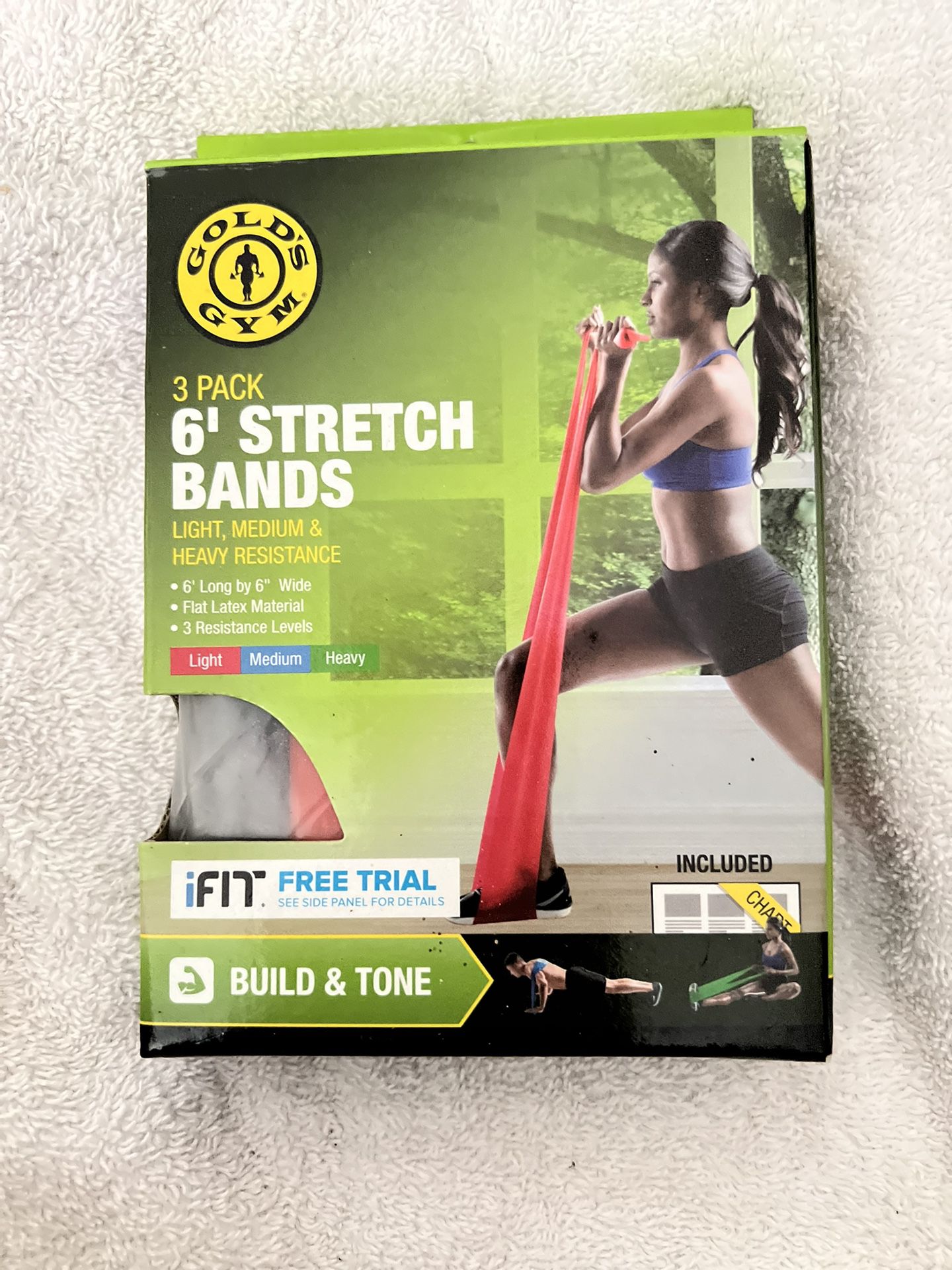 Stretch Bands 6’ 3 Pack Gold’s Gym Build And Tone New 