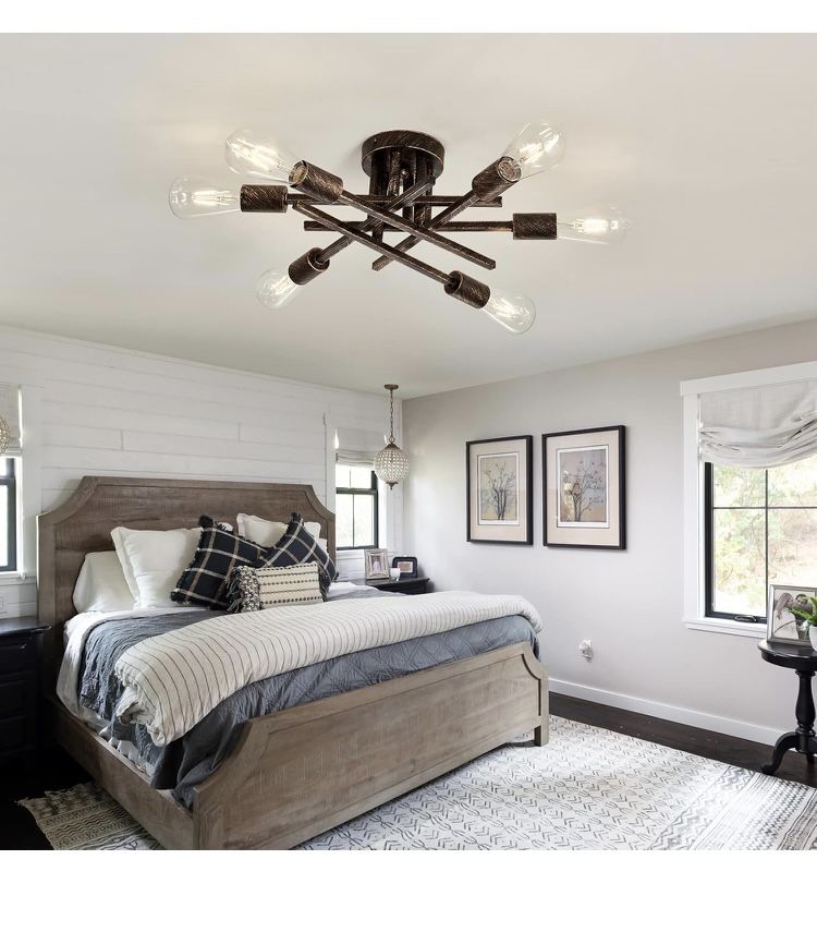 ASGYISA 6-Lights Semi Flush Mount Ceiling Light Fixture Vintage Modern Bronze