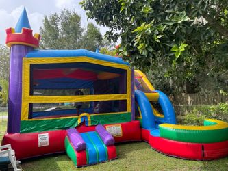 Jump house with water slide