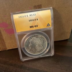 1921 D Morgan Dollar Silver M S 63