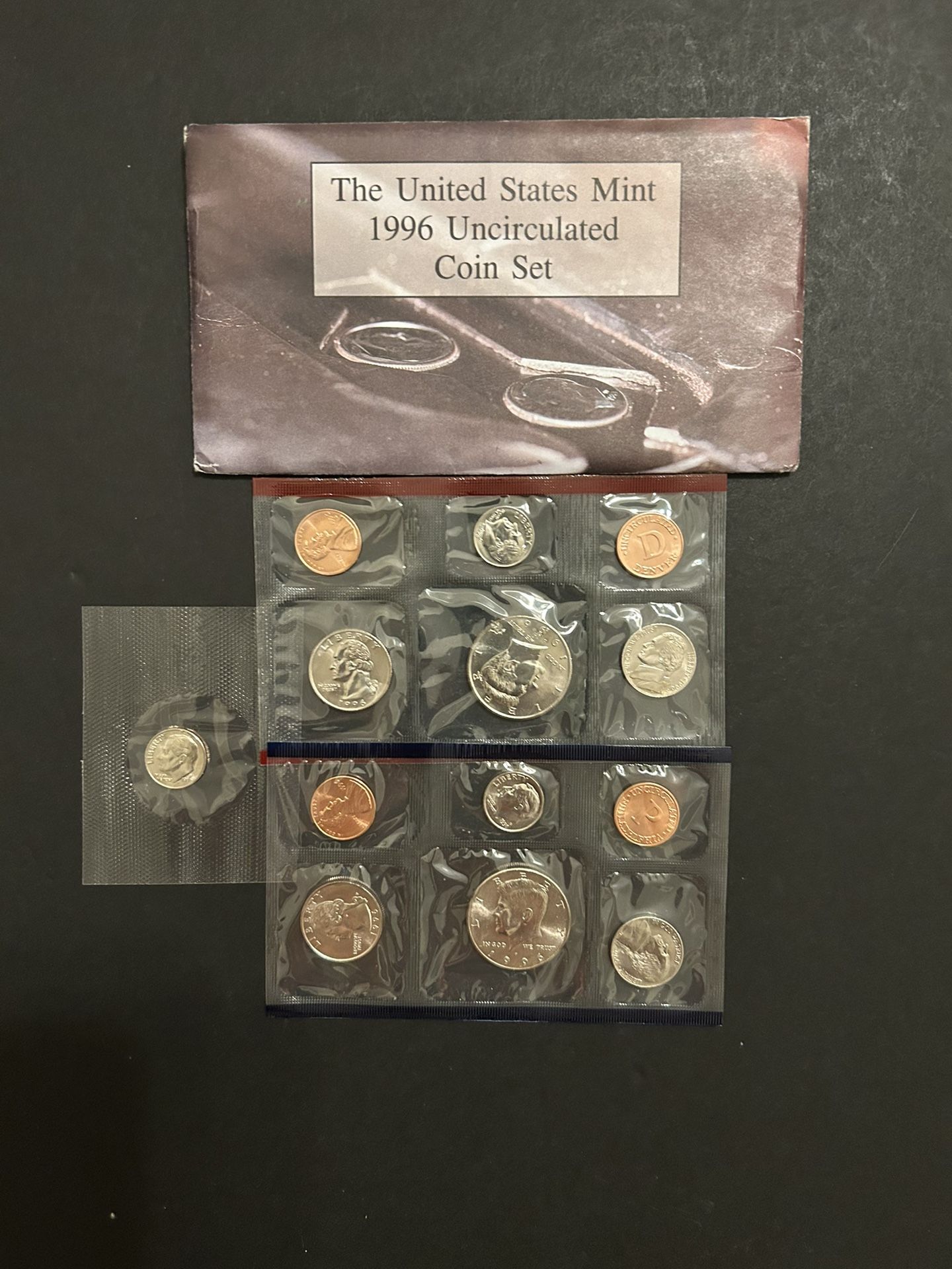 Coins – Uncirculated 1996 Mint Set contains 50th anniversary Roosevelt “W” mint mark Phil. 5 coins Denver 5 coins total 11