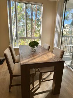 Plank and Beam 60 inch Dining Table and Upholstered